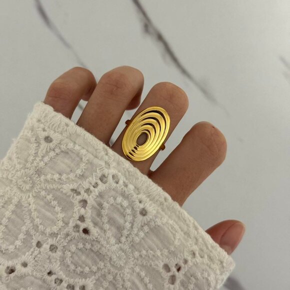 American Vintage Jewelry - Sku:0352 gold ring made of high-quality materials stainless steel waterproof